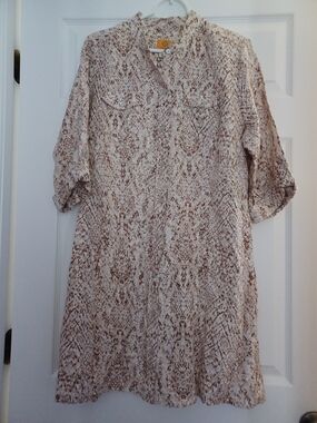 Ruby Road Womens Size 16P Purple & White Snake Print  Button-up Tunic Dress